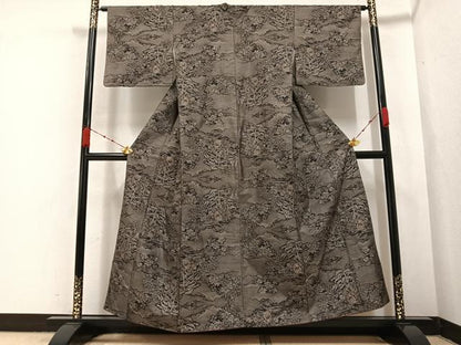 平和屋着物●本場大島紬 カタス9マルキ 総絣 風景樹林文 正絹 逸品 AABA6446ph