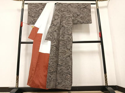 平和屋着物●本場大島紬 カタス9マルキ 総絣 風景樹林文 正絹 逸品 AABA6446ph