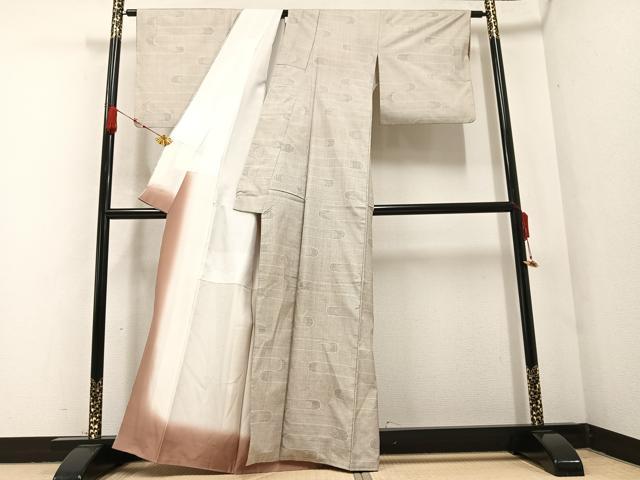 平和屋着物●本場大島紬　白大島　一元絣　霞文　正絹　逸品　AABA6451ph