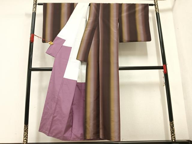 平和屋着物●上質な紬 間道 正絹 逸品 AABA6458ph