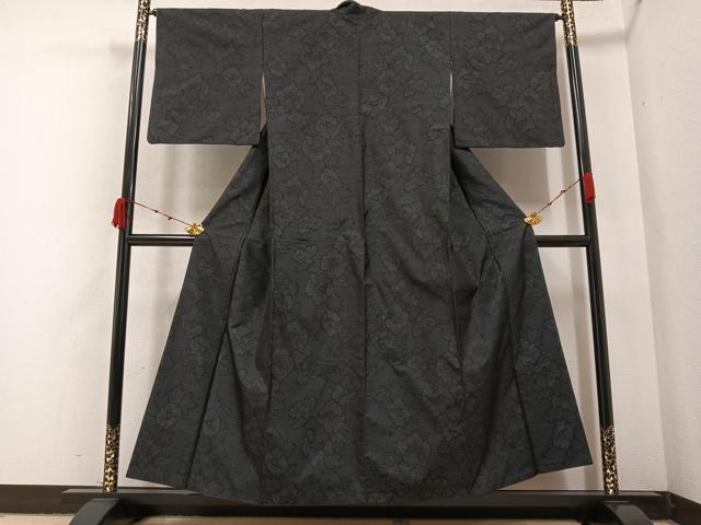 平和屋着物●本場大島紬 草花文 正絹 逸品 AABA6459ph