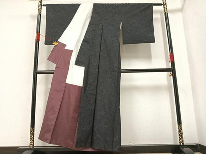 平和屋着物●本場大島紬 草花文 正絹 逸品 AABA6459ph
