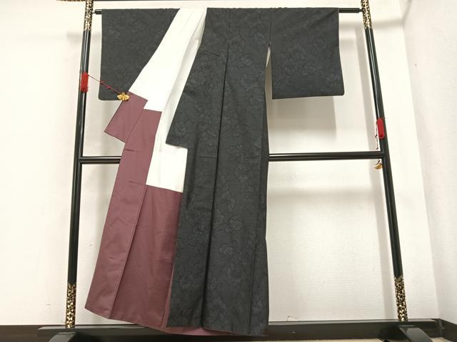 平和屋着物●本場大島紬 草花文 正絹 逸品 AABA6459ph