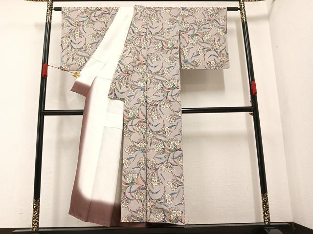 平和屋着物●上質な小紋　型染め　草花文　正絹　逸品　AABA6461ph