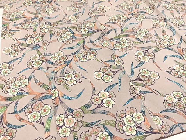 平和屋着物●上質な小紋　型染め　草花文　正絹　逸品　AABA6461ph