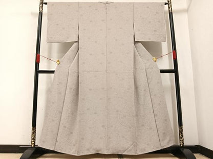平和屋着物●上質な小紋 型染め 草花文 正絹 逸品 AABA6465ph