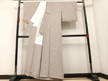 平和屋着物●上質な小紋 型染め 草花文 正絹 逸品 AABA6465ph