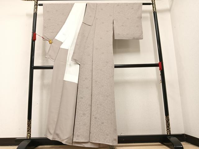 平和屋着物●上質な小紋 型染め 草花文 正絹 逸品 AABA6465ph