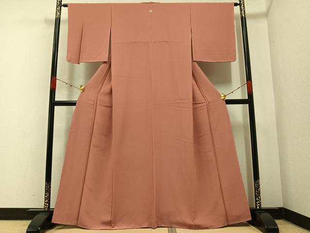 平和屋着物●上質な色無地　宍色　正絹　逸品　未使用　AABA6467ph