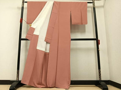 平和屋着物●上質な色無地　宍色　正絹　逸品　未使用　AABA6467ph