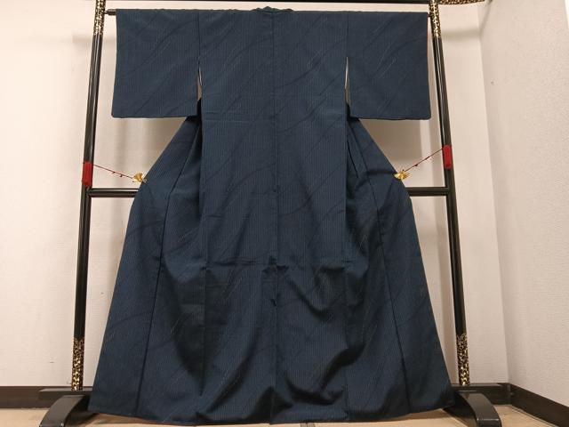 平和屋着物●お召 流水文 正絹 逸品 AABA6468ph