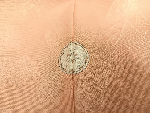 平和屋着物●上質な色無地　貝桶花地紋　肉色　正絹　逸品　AABA6470ph
