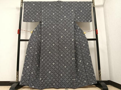 平和屋着物●上質な小紋 絞り 七宝文 正絹 逸品 AABA6472ph