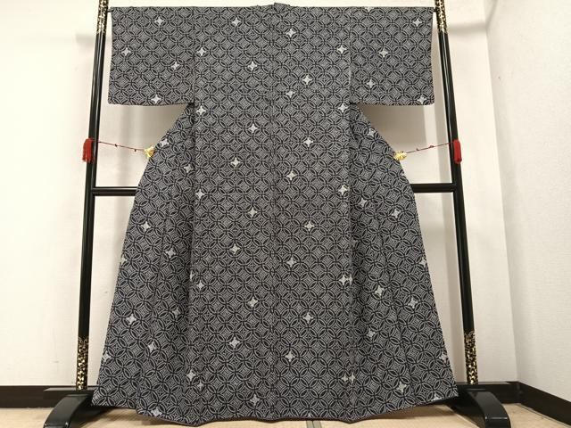 平和屋着物●上質な小紋 絞り 七宝文 正絹 逸品 AABA6472ph