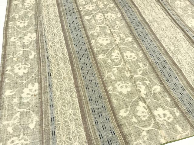 平和屋着物●上質な紬 麻の葉花間道 正絹 逸品 AABA6475ph