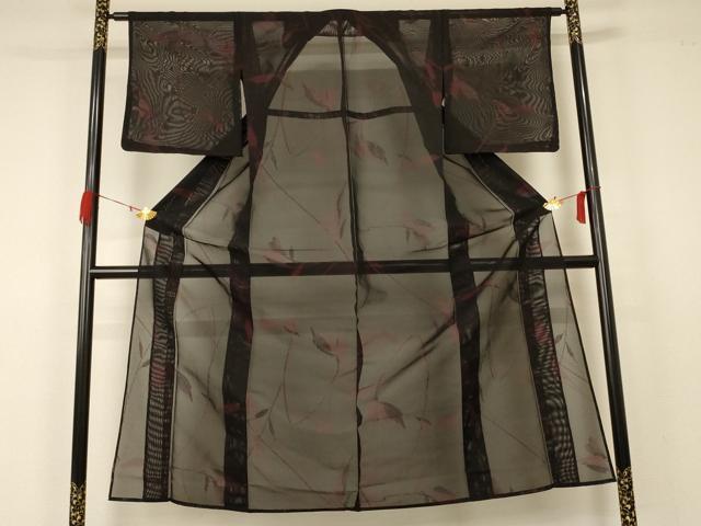 平和屋着物＊夏物 小紋 紗 枝葉文 銀糸 正絹 逸品 未使用 AABA6484jd