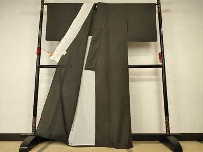 平和屋着物＊夏物 紗紬 黒蝋館 格子 藍媚茶色 正絹 逸品 AABA6486jd