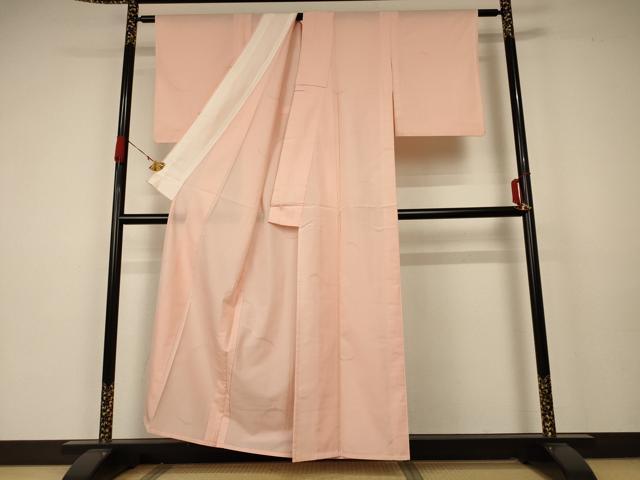 平和屋着物＊夏物 色無地 縦絽 芝紋紗 洒落柿色 正絹 逸品 未使用 AABA6487jd