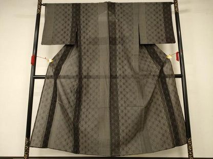 平和屋着物＊夏物 結城紬 夏結城 100亀甲 麻の葉文様 正絹 逸品 AABA6489jd