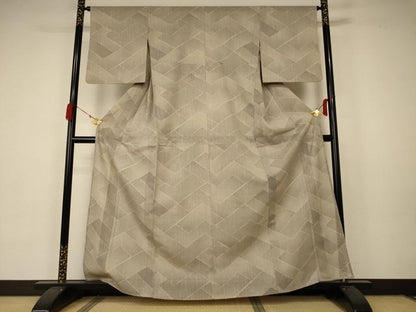 平和屋着物＊夏物 紗紬 網代文様 正絹 逸品 AABA6490jd
