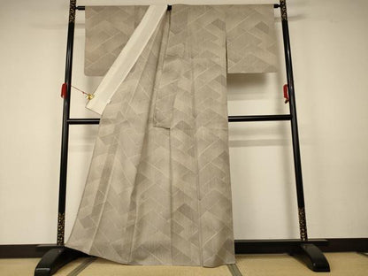 平和屋着物＊夏物 紗紬 網代文様 正絹 逸品 AABA6490jd