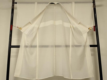 平和屋着物＊夏物 長襦袢 絽 鳥の子色 半衿刺繍 正絹 逸品 AABA6491jd