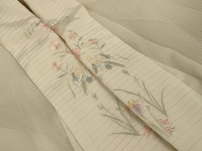 平和屋着物＊夏物 長襦袢 絽 鳥の子色 半衿刺繍 正絹 逸品 AABA6491jd