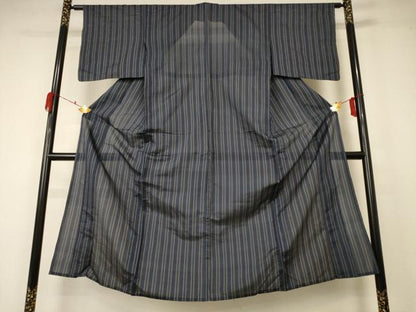 平和屋着物＊夏物 小紋 絽 縞 正絹 逸品 AABA6493jd