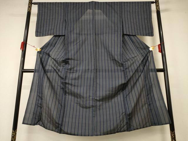 平和屋着物＊夏物 小紋 絽 縞 正絹 逸品 AABA6493jd