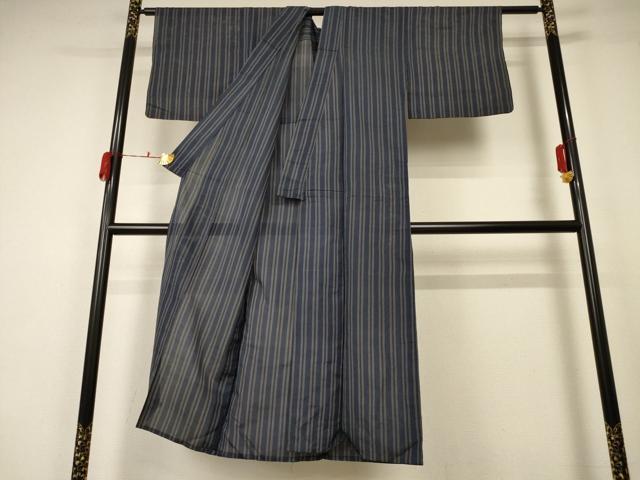 平和屋着物＊夏物 小紋 絽 縞 正絹 逸品 AABA6493jd