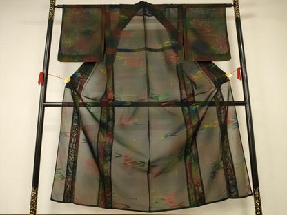 平和屋着物＊夏物 小紋 紗 幾何学文様 正絹 逸品 未使用 AABA6494jd