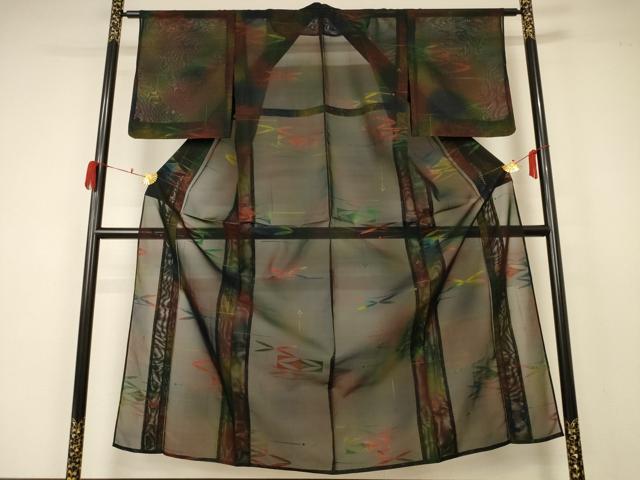平和屋着物＊夏物 小紋 紗 幾何学文様 正絹 逸品 未使用 AABA6494jd