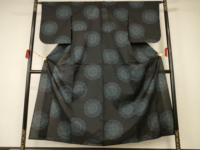 平和屋着物＊夏物 小紋 紗 正倉院花文 洗える着物 未使用 AABA6496jd