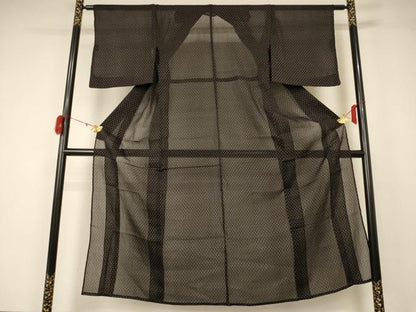 平和屋着物＊夏物 紗紬 十字絣文様 正絹 逸品 AABA6497jd