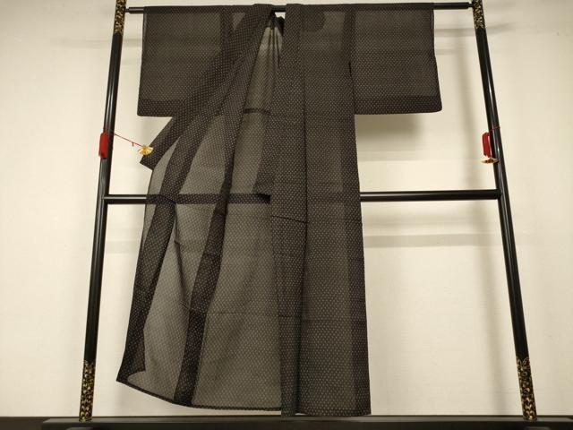 平和屋着物＊夏物 紗紬 十字絣文様 正絹 逸品 AABA6497jd