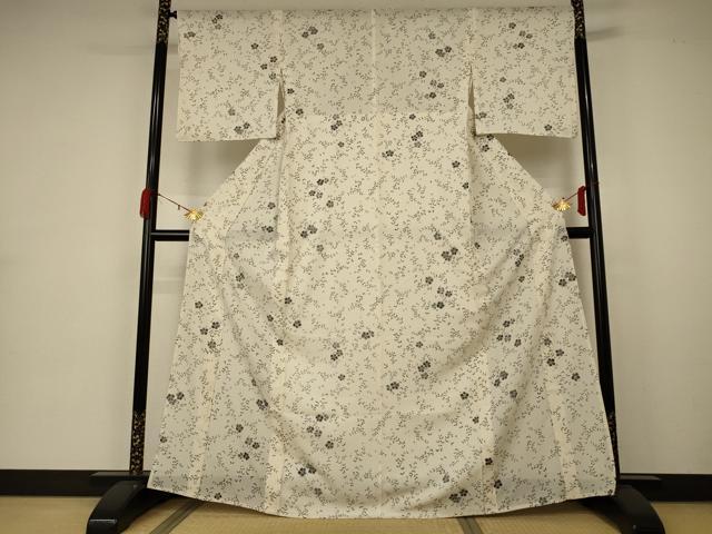 平和屋着物＊夏物 小紋 絽 草花文 正絹 逸品 AABA6499jd