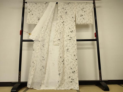 平和屋着物＊夏物 小紋 絽 草花文 正絹 逸品 AABA6499jd