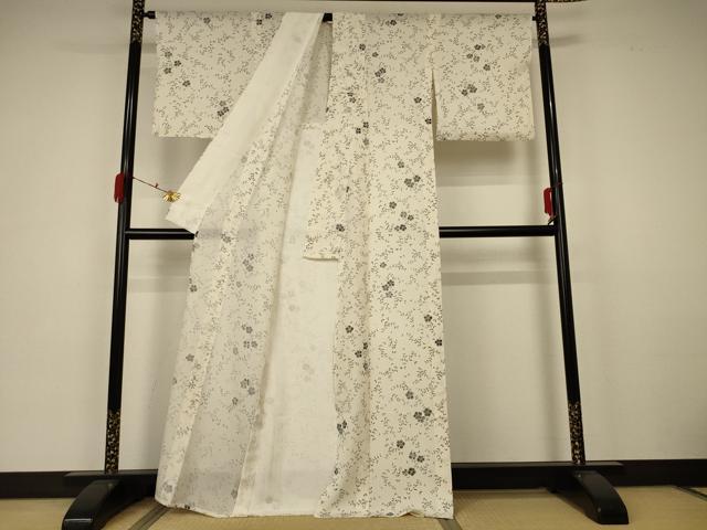 平和屋着物＊夏物 小紋 絽 草花文 正絹 逸品 AABA6499jd