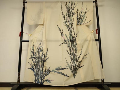 平和屋着物＊夏物 訪問着 絽 枝葉文 銀彩 正絹 逸品 AABA6501jd