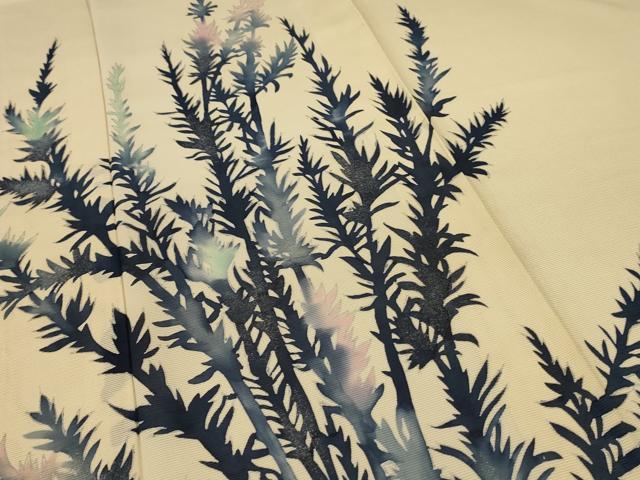 平和屋着物＊夏物 訪問着 絽 枝葉文 銀彩 正絹 逸品 AABA6501jd