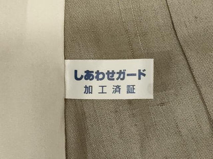 平和屋着物▽訪問着　単衣　紬地　楓文　暈し染め　正絹　逸品　AABA6503jd