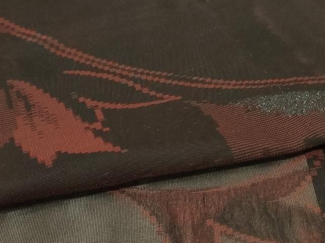 平和屋着物＊夏物 小紋 紗 枝葉文 銀糸 正絹 逸品 AABA6508jd