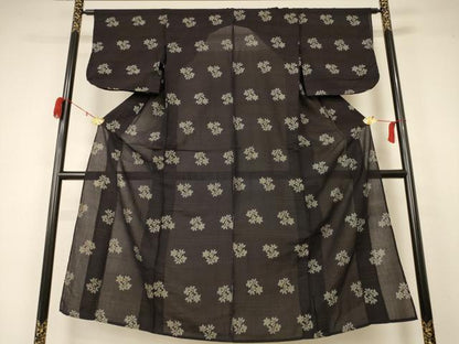 平和屋着物＊夏物 アンティーク 大正ロマン 紗紬 草花文 正絹 逸品 AABA6513jd