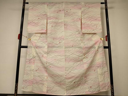 平和屋着物＊夏物 小紋 絽 芝桜文 暈し染め 正絹 逸品 AABA6517jd