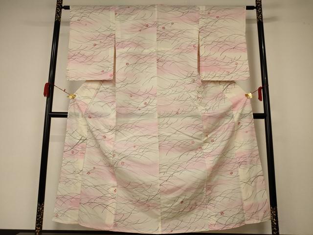 平和屋着物＊夏物 小紋 絽 芝桜文 暈し染め 正絹 逸品 AABA6517jd