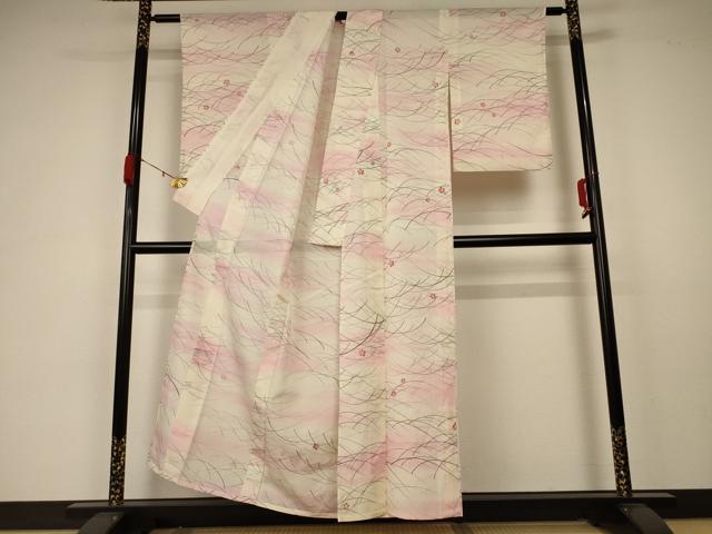 平和屋着物＊夏物 小紋 絽 芝桜文 暈し染め 正絹 逸品 AABA6517jd