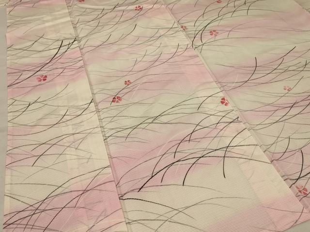平和屋着物＊夏物 小紋 絽 芝桜文 暈し染め 正絹 逸品 AABA6517jd