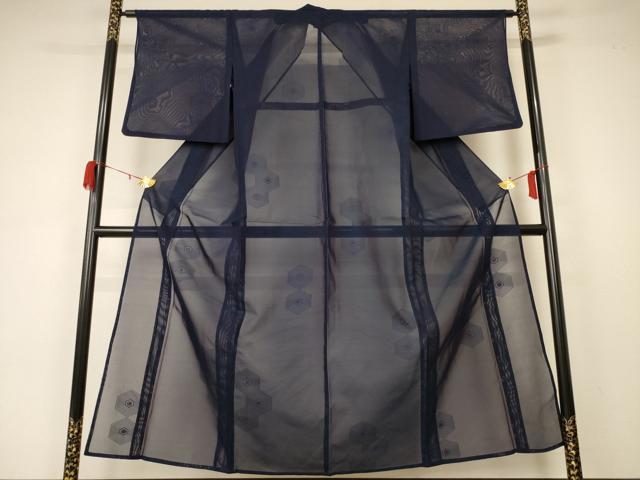平和屋着物＊夏物 小紋 紗 亀甲文 正絹 逸品 AABA6518jd