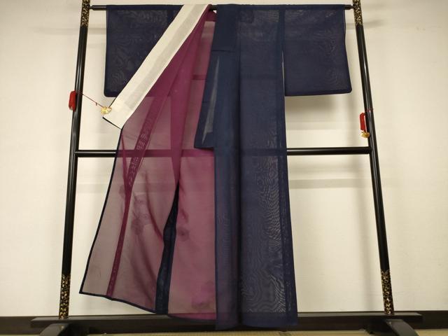 平和屋着物＊夏物 小紋 紗 亀甲文 正絹 逸品 AABA6518jd