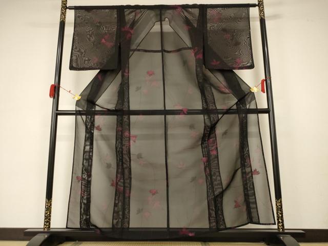 平和屋着物＊夏物 小紋 紗 舞葉文 銀糸 正絹 逸品 未使用 AABA6520jd